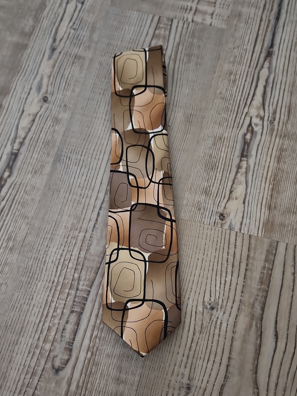 J. Garcia Geometric Brown Pattern Men’s Tie - Brown
